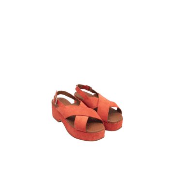 Nice Things Leather Platform Sandals In 431 Coral In Pink