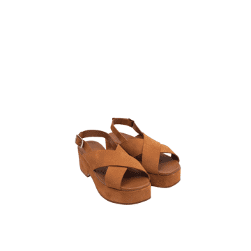 Nice Things Leather Platform Sandals In 369 Cinnamon