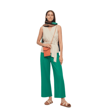 Nice Things Polyamide Trousers With Elasticband In Shinny Green