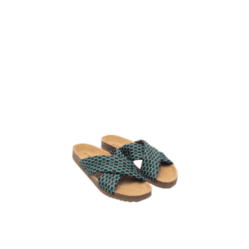 Nice Things Printed Bio Sandals In Shinny Green