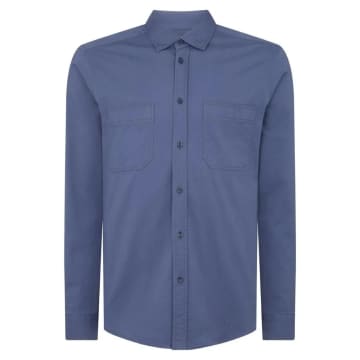 Remus Uomo Textured Collar Polo Shirt In Blue