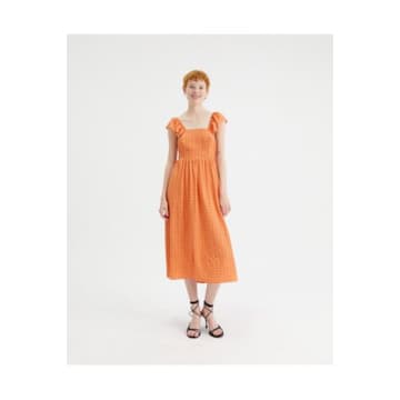 Compañía Fantástica Orange Crinkled Midi Dress
