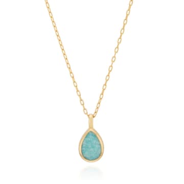 Anna Beck Medium Amazonite Drop Pendant Necklace In Gold