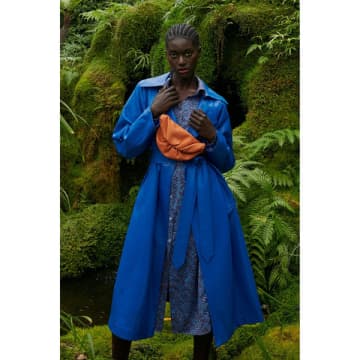 Jayley Eco Leather Trench Coat In Blue