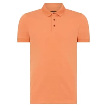 Remus Uomo Textured Collar Polo Shirt In Orange