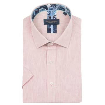 Guide London Linen Blend Short Sleeve Shirt In Pink