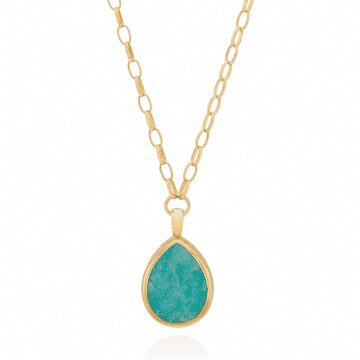 Anna Beck Amazonite Large Drop Pendant Necklace Gold