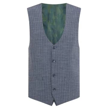 Remus Uomo Lucian Check Suit Waistcoat In Blue