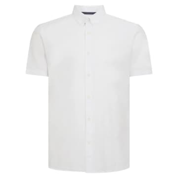Remus Uomo Rome Linen Blend Short Sleeve Shirt In White