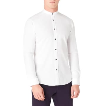 Remus Uomo Cole Grandad Collar Shirt In White
