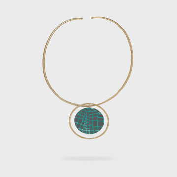 Katerina Vassou Small Green And Gold Disc Necklace