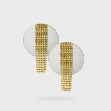 Katerina Vassou White And Gold Brass Earrings