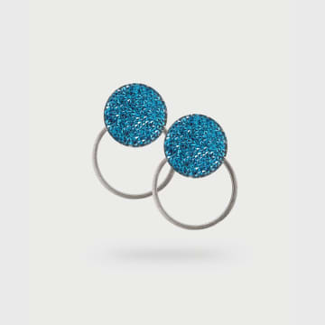 Katerina Vassou Brass Earrings With Blue Sparkle