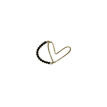 Made By Moi Selection Black Heart Ring In Gold