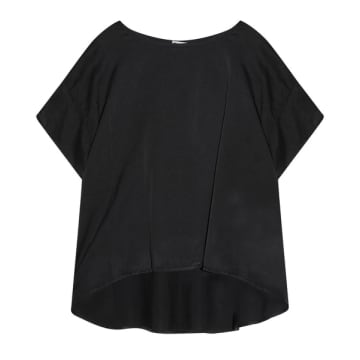Cashmere-fashion-store Crossley Silk Mix Blous Hirt Sirlen Short Arm In Black