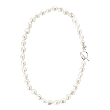 Claudia Bradby Baroque Hand Knotted Pearl Necklace In Metallic