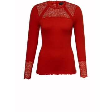 Rosemunde Rose Red Silk And Lace Tee