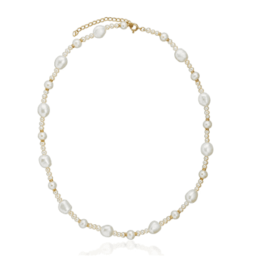 V By Laura Vann Isobelle Baroque Pearl Necklace In Gold