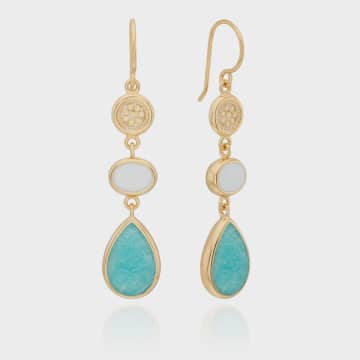 Shop Anna Beck Amazonite And White Agate Triple Drop Earrings