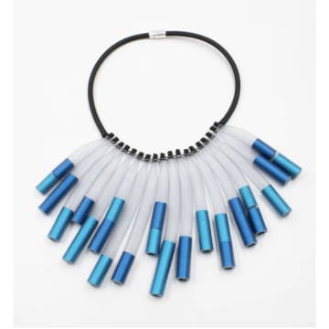 Christina Brampti Short Turquoise Rubber Necklace With Net In Blue