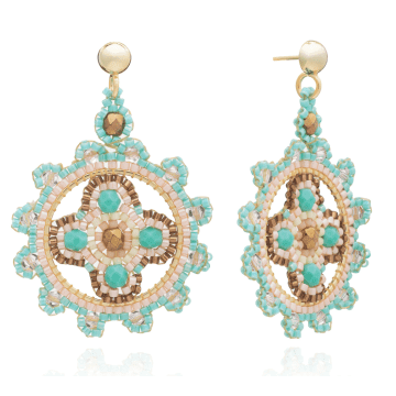 Azuni Concha Shani Bead And Crystal Flower Mandala Earrings