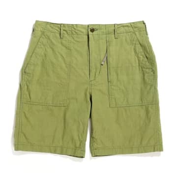 Engineered Garments Fatigue Shorts Olive Cotton Sheeting In Green