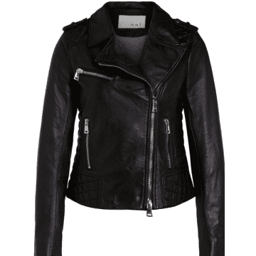 Ouí Black Leather Biker Jacket 76138 9990