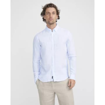 Holebrook Markus Blue Narrow Stripe Shirt In White