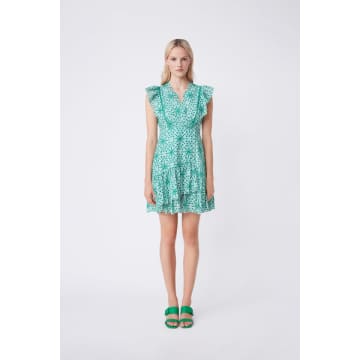 Boho Beach Fest Suncoo Cassi Embroidered Dress With Ruffles Detail In Green