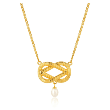 Claudia Bradby Gold Love Knot Pearl Necklace