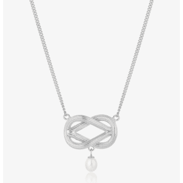 Claudia Bradby Silver Love Knot Pearl Necklace In Metallic