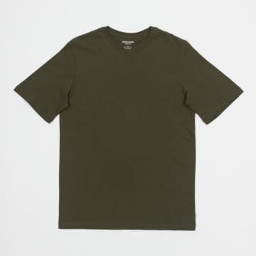 Jack & Jones Organic Cotton Basic Slim T-shirt In Olive Night In Green