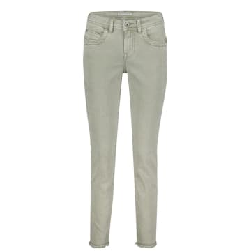 Red Button Trousers Laila Coloured Denim Light Khaki In Red