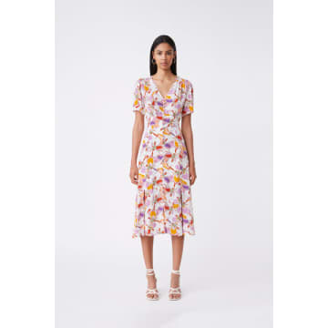 Shop Suncoo Caitlin Floral Print Midi Dress