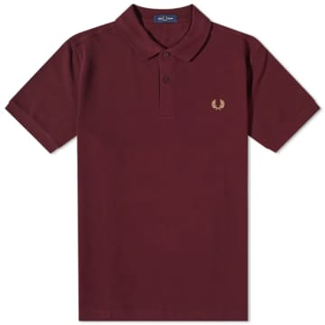 Fred Perry Plain Polo T Shirt Burgundy
