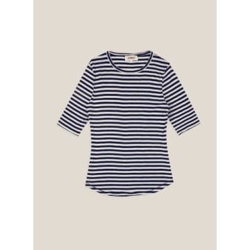 Ymc You Must Create Charlotte Earth Organic Cotton Navy And White Stripe Tee In Blue