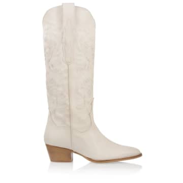Dwrs Tulsa Leather Western Boots Off White
