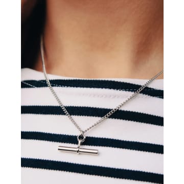 Nordic Muse Silver T-bar Chain Necklace, Waterproof In Metallic