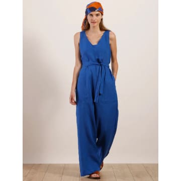 Mat De Misaine Phuket Brilliant Blue Linen Jumpsuit
