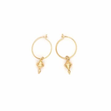 Shop Luj Paris Dada Indian Tiny Hoop Earrings Spinning Tops In Gold