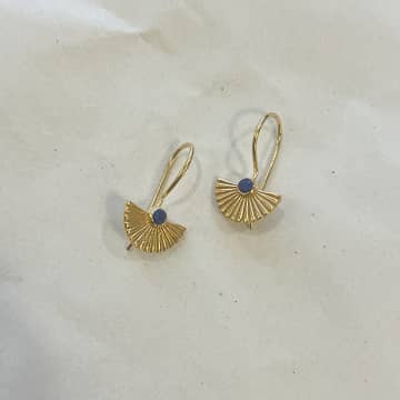 Tuskcollection He42 Gold Drop Earrings Blue Lapis