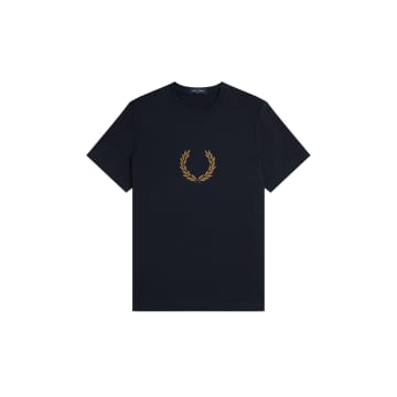 Fred Perry Laurel Wreath Graphic T Shirt Navy In Blue