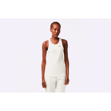 Lacoste Womenâs Slim Fit Organic Cotton Tank Top - 38 In White