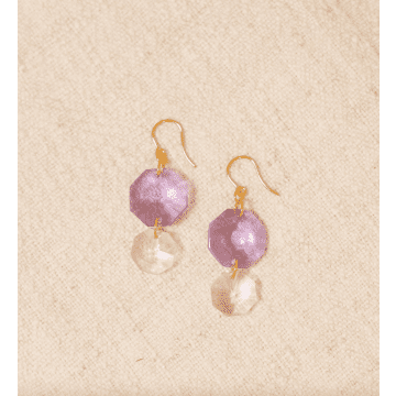 Apres Ski Lilac & Transparent Crystal Earrings In Gold