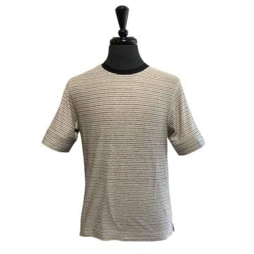 Circolo 1901 Cotton And Linen Jersey Striped T-shirt In Brown And Black Cn3978