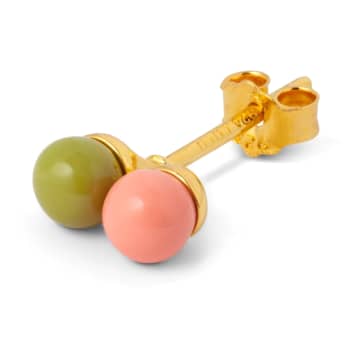 Lulu Copenhagen Boucle D'oreille Double Color Ball In Gold