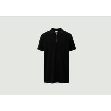 Knowledge Cotton Apparel Loose Ribbed Polo Shirt With Zipped Collar