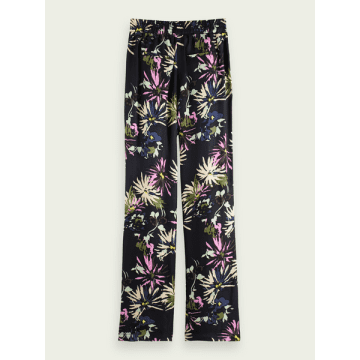 Maison Scotch Printed Silky Trouser In Black