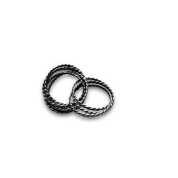 Collardmanson 8 Twisted Silver Rings In Metallic