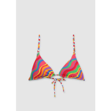 It's Now Cool Premium rainbow string triangle bikini top in multi